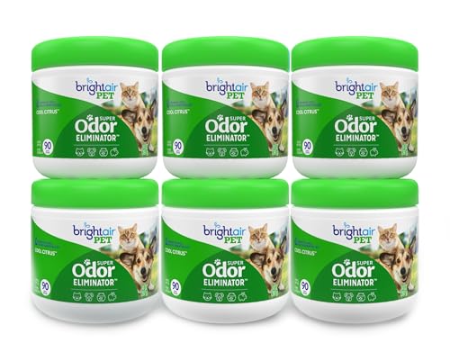 Bright Air 14 oz. Super Odor Eliminator, for Medium-Size Spaces, Cool Citrus Scent, Case of 6, Air Freshener, Natural Essential Oils, Lasts Up to 90 Days Each