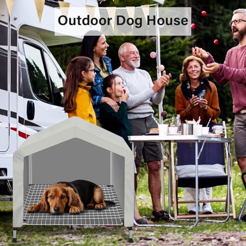 Elevated Dog House for Outdoor or Indoor - Waterproof Dog Tent Cat House, Dog Sunshade Tent, Pet House with Removable Cover, Suitable for Medium Cats Dogs