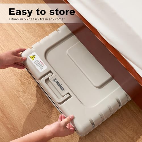 ZOMISIA Collapsible Dog Crate for Dogs - 28" L Heavy Duty Dog Kennel No Tools Required with 4 Sides Steel Foldable Cage for Dogs Indoor Furniture, Portable Carrier with 2 Smooth Wheels, Beige