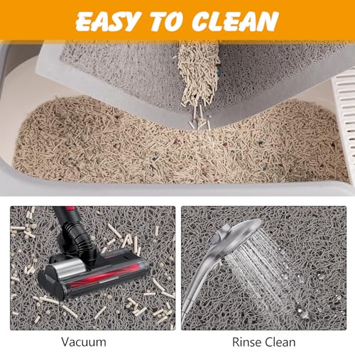 ondware Cat Litter Mat, 20x15 in Litters Box Mat Waterproof Non-Slip Easy to Clean Washable Trapping Mat for Kitty(Gray)