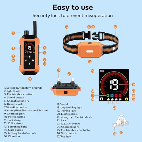 Dog Shock Collar with Light 2 Pack (5–150Lbs), 4400FT Waterproof 2 Dog Training Collar with Remote Control 5 Training Modes Rechargeable Electric Dog Collar, E Collars for Small Medium Large Dogs