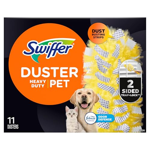 Swiffer Pet Heavy Duty Dusters Refills, Multisurface 360 Dusters with Febreze Odor Defense, 11 Count