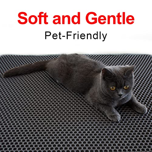 Waretary Cat Litter Box Mat: 36"x 30" Waterproof Kitty Cat Litter Trapping Mat, Easy-clean Double-layer Scatter Control Pad Rug (Grey)