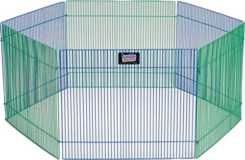 MidWest Homes for Pets Small Animal Pet Playpen/Exercise Pen, Blue and Green,1 Count (Pack of 1), Small Animal Playpen.