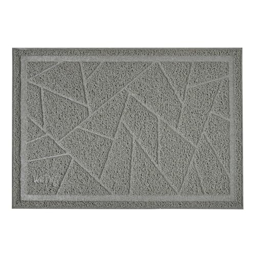 WePet Cat Litter Box Mat, Kitty Premium PVC Pad, Durable Trapping Rug, Phthalate Free, Urine-Resistant, Scatter Control, Mosaic, M 23 x 16 Inch, Cadet Grey