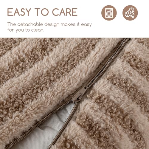 Hollypet Cat Bed Fluffy Plush Multifunctional Double-Layer Machine Washable Soft Warming Kitty Pet Couch Orthopedic Nest Beds for Small Cats Kitten and Dogs up to 13lbs, Khaki(21x15x8 inch)