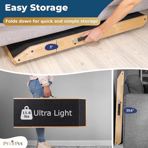 Dog Ramp for Couch – Non-Slip, Sturdy Build Foldable Wooden Dog Ramp – Supports up to 200 lbs – 7 Adjustable Heights (14"–20.5") – Enhanced Stability – Birchwood Pet Ramp for Small Dogs – Natural