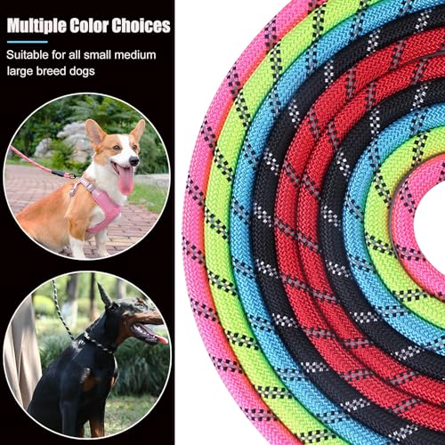 2 Pack Dog Leash, 4/5//6 FT Heavy Duty Nylon Rope Pet Leashes with Comfortable Padded Handle, Reflective Dog Leashes for Small Medium and Large Dogs (5FT-1/2,Black/Black)