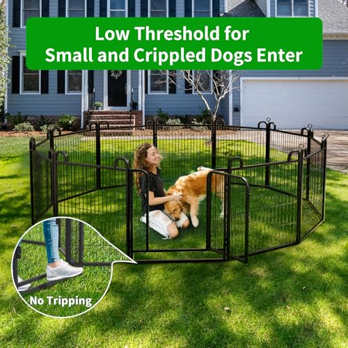 Dog Playpen Outdoor 16 Piece Panels Heavy Duty Dog Fence 40" Height Anti-Rust with Doors Portable for RV Camping Yard, Total 36FT, 102 Sq.ft, Snowy Black