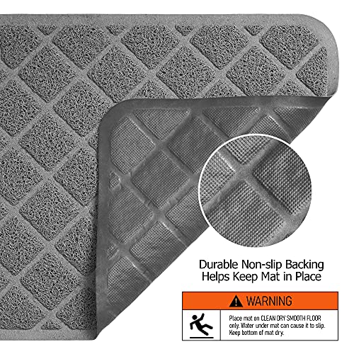 Conlun Cat Litter Mat Litter Trapping Mat, Premium Durable PVC Grid Mesh with Scatter Control, Non-slip, Less Waste Cat Litter Box Mat, Soft on Kitty’s Paws, Urine Waterproof, 24" x 17" Grey