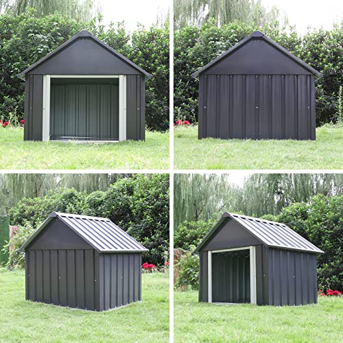 RYPetmia 34 X 38 X 35 Inch Metal Dog House, Indoor Outdoor Doghouse for Medium Large Dogs, Weatherproof Puppy Shelter, Sturdy and Long-Lasting Dog Houses