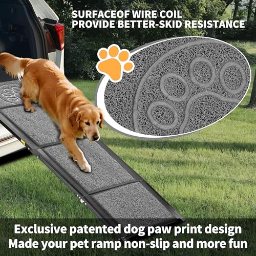 Dog Ramp for Large Dogs, Extra Long 71" & 17.3" Wide Folding Dog Ramp for High SUV & Truck, Portable Non-Slip Pet Ramp for Car, Supports 250 lbs