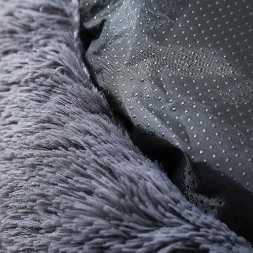 Fhodigogo Donut Dog Bed Cat Bed Fluffy Calming Pet Bed Dog Round Bed Cat Round Bed Warm Kitten Nest Ideal for 3Kg Pet, Small, Dark Dray