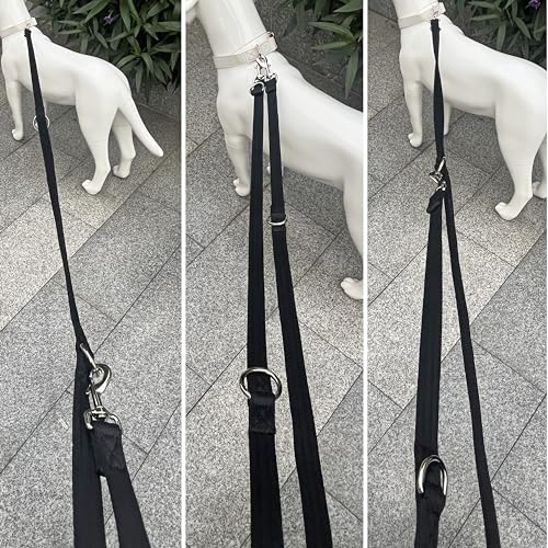 Multifunctional Double Ended Dog Leash,for Obedience Training Or Distance Work Easy to Use,Lightweight,Soft&Durable Convertible Hands Free,Crossbody,Over Shoulder(Black, 2M*2.5CM)