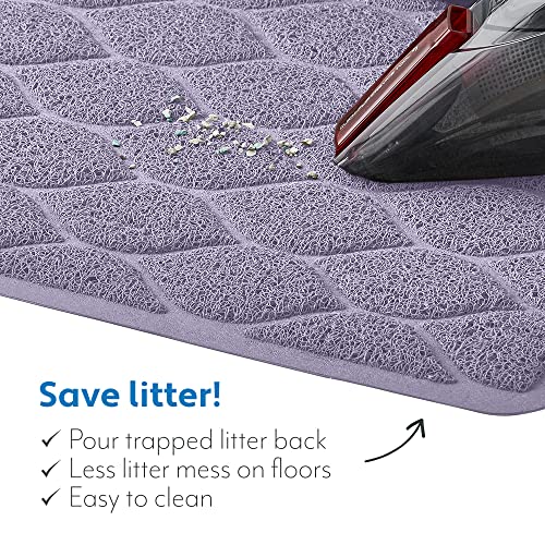 MIGHTY MONKEY Waterproof BPA Free Cat Litter Box Trapping Mat, Easy Clean Floors, Textured Backing, Soft on Sensitive Kitty Paws, Cats Accessories, Less Waste, Stays in Place, 24x17, Purple