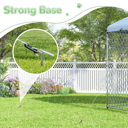 EUNHOO Outdoor Dog Kennel,6.9'L x 6.9'W x 7.5'H Metal Wire Dog Kennel for Large Dogs,Heavy Duty Dog Pen Dog Run with Roof, Fence for Dogs Outside Yard