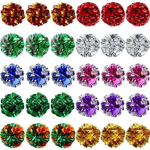 Silkfly 30 Pcs Polyester Film Crinkle Balls Cat Toys 2.36" Interactive Crinkle Ball, Colorful Balls Chew Toy for Cat Chase Ball Toys Attract Cats for Indoor Cats and Kittens to Keep Fit and Active