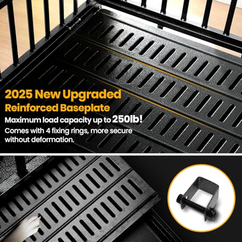 Oranland 48 inch Heavy Duty Indestructible Dog Crate,2025 New Upgraded Reinforced Baseplate for Large Dogs,XL Dog Crate for High Anxiety Dogs/Max Load Capacity 250lbs/Double Door with Wheels