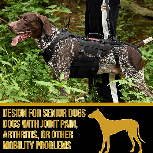 OneTigris Dog Lift Harness for Large Dogs, Dog Hip Support Brace, Full Body Lifter with Handles Invictus Multifunctional Mobility Assistance Vest for Back Legs (Black, Large)