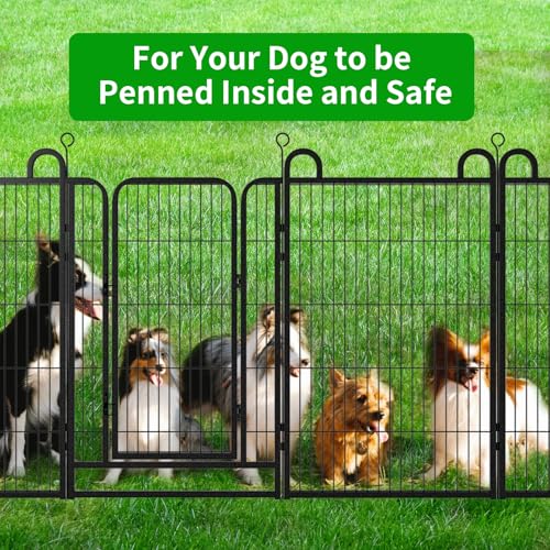 Dog Playpen Outdoor 16 Piece Panels Heavy Duty Dog Fence 40" Height Anti-Rust with Doors Portable for RV Camping Yard, Total 36FT, 102 Sq.ft, Snowy Black