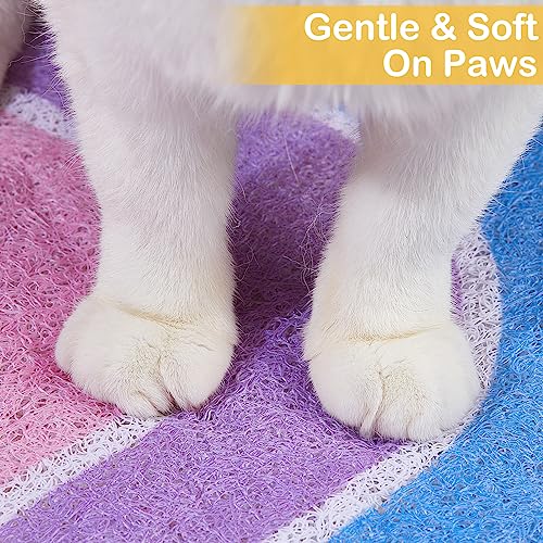 Unicorn Catcher Cat Litter Mat Quality Litter Box Mat Large Non-Slip Cat Litter Mat Litter Trapping Mat Soft Kitty Litter Mat Compatible Two Litter Boxes Cat Products Easy to Clean,Rainbow,L