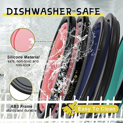 Collapsible Dog Bowls for Travel, 2-Pack Dog Portable Water Bowl for Dogs Cats Pet Foldable Feeding Watering Dish for Traveling Camping with Carabiners, BPA Free (Grey&Pink, Small (Pack of 2))
