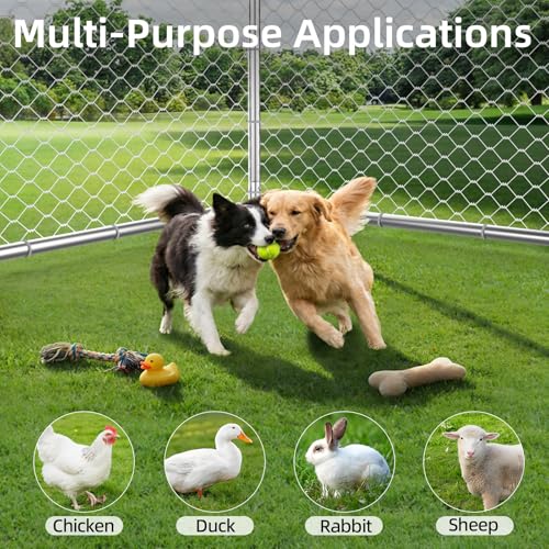 7.8x7.8FT Large Outdoor Dog Kennel Outside,Heavy Duty Dog Enclosure with Waterproof Cover Roof and Steel Fence Security Lock for Dogs(93x93x63in)