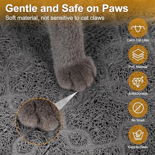 Motsamla Cat Litter Box Mat, 35" x 24" Large Kitty Litter Trapping Mat Keep Floor Clean, Litter Box Mat Scatter Control, Waterproof, Easy to Clean, Durable Large Size Litter Mats for Floor
