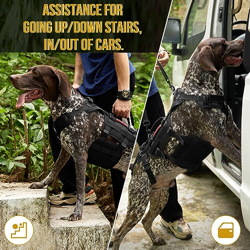OneTigris Dog Lift Harness for Large Dogs, Dog Hip Support Brace, Full Body Lifter with Handles Invictus Multifunctional Mobility Assistance Vest for Back Legs (Black, Large)