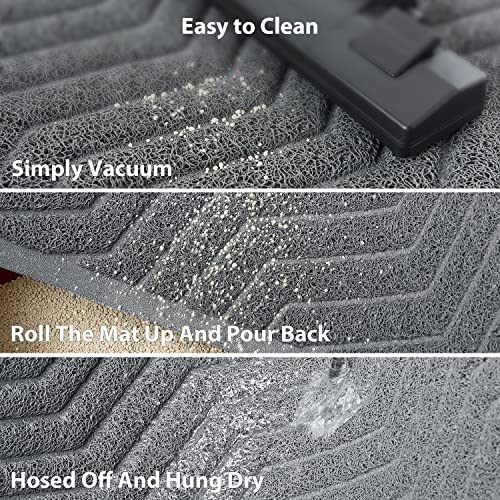 WePet Cat Litter Box Mat(No. 02-2), Kitty Premium PVC Pad, Durable Trapping Rug, Phthalate Free, Urine-Resistant, Scatter Control, XXL 47 x 36, Grey