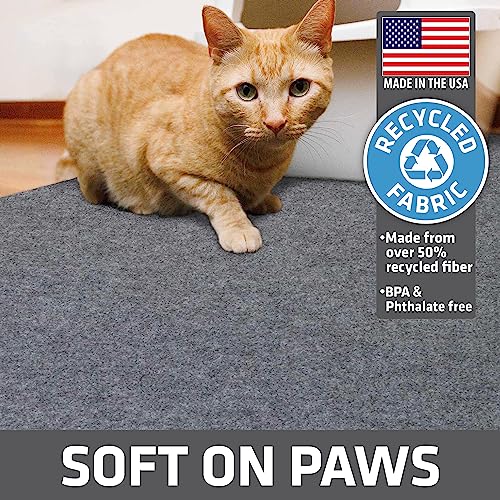 Drymate Cat Litter Box Mat, Litter Trapping Mat, Waterproof, Urine-Proof, Absorbent, Machine Washable, Soft on Paws, Contains Mess, Protects Floors, Kitten Supplies, Light Grey, 29x36 XL