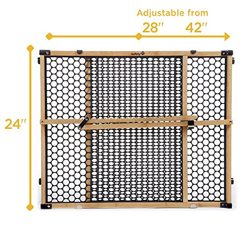 Safety 1st Bamboo Baby Gate for Doorways, No Drill Easy Install, Dog Gates, Fits 28"-42", 24" High, Bamboo and Black