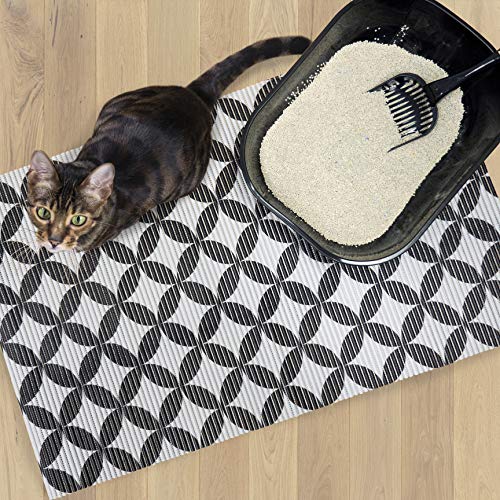 Fresh Kitty Durable XL Jumbo Foam Litter Box Mat – BPA and Phthalate Free, Water Resistant, Traps Litter from Box, Scatter Control, Easy Clean Mats – Gray Pattern 40”x 25” (9052)