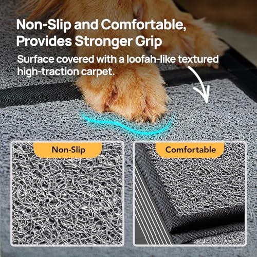 PetThem Dog Ramp for Car 71'' X-Long & 17.2" Wide Folding Dog Ramps for Large Dogs with Non-Slip Rug Surface Portable Dog Car Ramp for SUV Car & Truck, Outdoor Dog Ramp Up to 250 LBS
