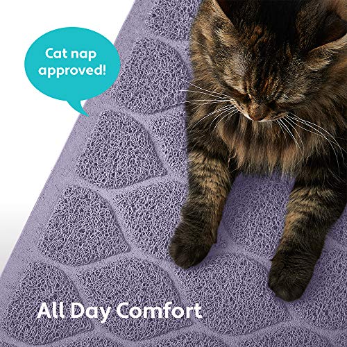 MIGHTY MONKEY Waterproof BPA Free Cat Litter Box Trapping Mat, Easy Clean Floors, Textured Backing, Soft on Sensitive Kitty Paws, Cats Accessories, Less Waste, Stays in Place, 24x17, Purple