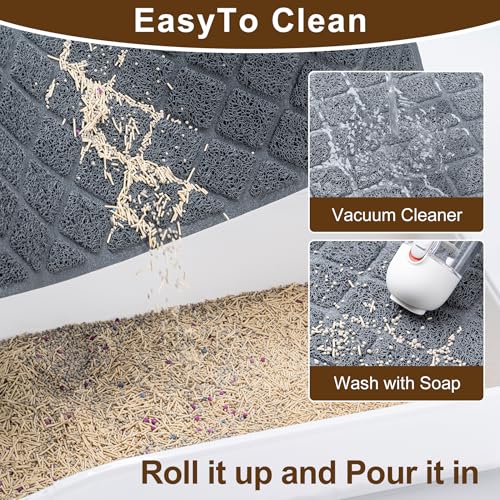 BOOMIBOO Cat Litter Mat Litter Box Mat，Litter Trapping Mat Premium Durable PVC Pad, 23 x 14 Inches, Easy to Clean，Non-Slip，Urine Waterproof