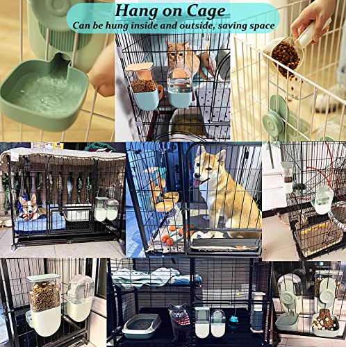 Kenond 35oz Hanging Automatic Pet Food Water Dispenser, Auto Gravity Pet Feeder and Waterer Set, Cage Cat Food Bowl Dog Feeding Station for Puppy and Kitten Rabbit Chinchilla Hedgehog Ferret (Pink)