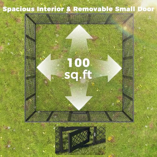 10x10x6.4 FT Large Outdoor Dog Kennel with Roof, Heavy Duty Anti-Rust Metal Dog Enclosure Fence for All Weather Resistant, Secure Double Locks for Large Dogs Outsides