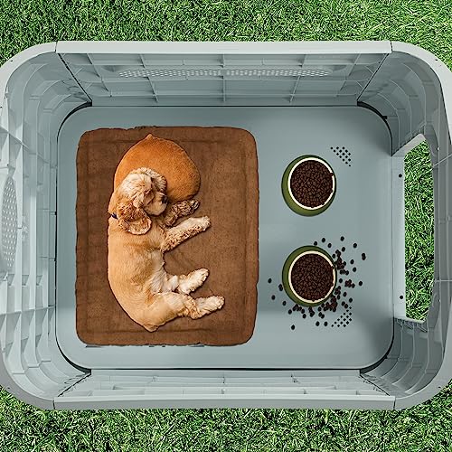 YITAHOME 34.3'' Dog House, Weather Resistant Dog Bed House with Adjustable Skylight and Elevated Base, Outdoor Indoor Pet House for Small, Medium Dogs (34.3''L*28.3''W*29.5''H)