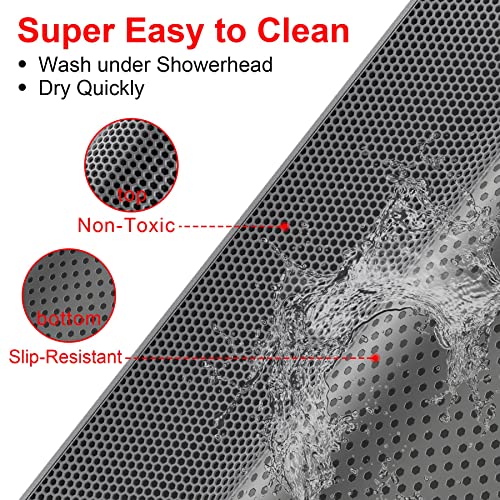 Waretary Cat Litter Box Mat: 36"x 30" Waterproof Kitty Cat Litter Trapping Mat, Easy-clean Double-layer Scatter Control Pad Rug (Grey)